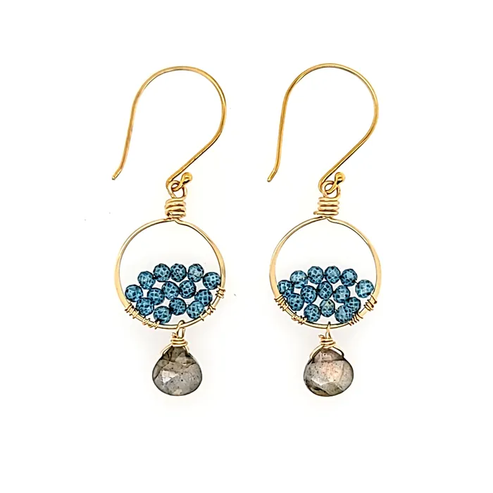 AVF AVF Gold Blue Quartz Labradorite Earrings SI2925 Earrings