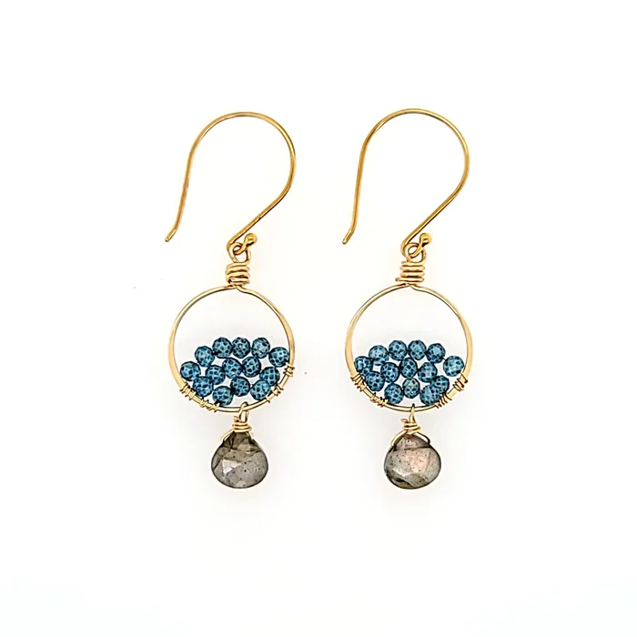 AVF AVF Gold Blue Quartz Labradorite Earrings SI2925 Earrings