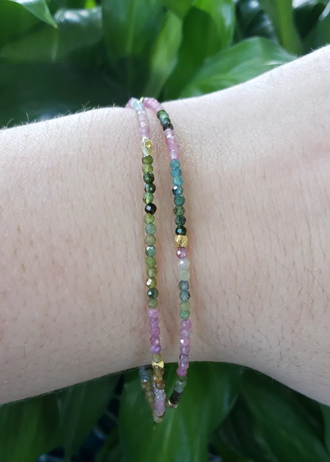 AVF AVF Rainbow Tourmaline Beaded Double Strand Bracelet SI2307 SI3671 Bracelets