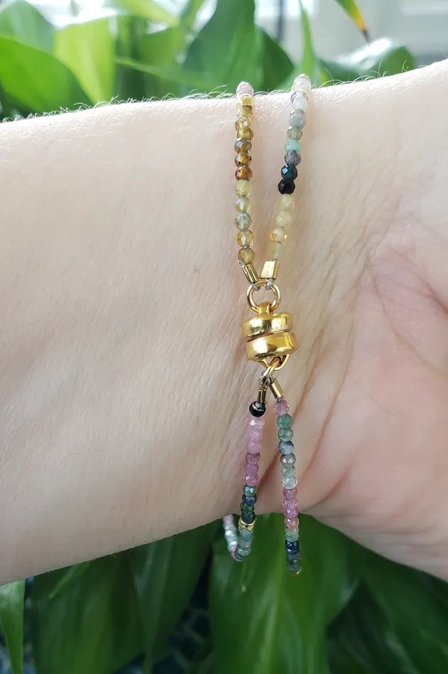 AVF AVF Rainbow Tourmaline Beaded Double Strand Bracelet SI2307 SI3671 Bracelets