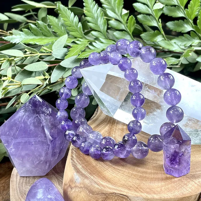 Bracelets Amethyst Higher Consciousness Self Awareness 10mm Stretch Bracelet Lily Rose Jewelry