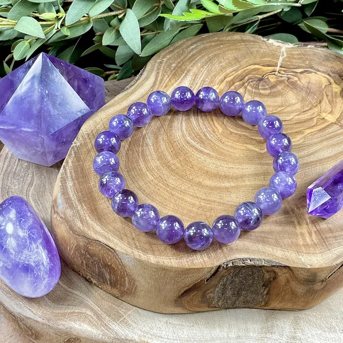 Bracelets Amethyst Higher Consciousness Self Awareness 10mm Stretch Bracelet Lily Rose Jewelry