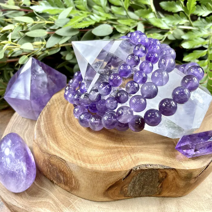 Bracelets Amethyst Higher Consciousness Self Awareness 10mm Stretch Bracelet Lily Rose Jewelry