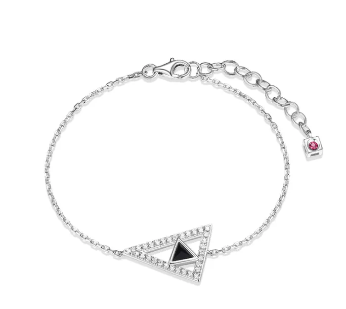 Bracelets ELLE Black Onyx Triangle Chain Bracelet SI2700 ELLE