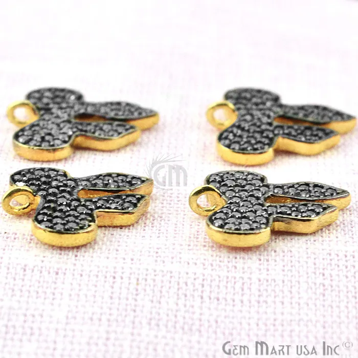Bracelets GemmartUSA Cubic Zircon Pave Bow Gold Vermeil Charm For Bracelet Pendants