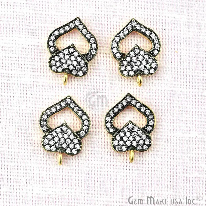 Bracelets GemMartUSA Cubic Zircon Pave Heart Gold Vermeil Charm For Bracelet Pendants