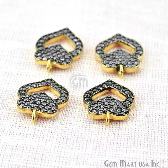 Bracelets GemMartUSA Cubic Zircon Pave Heart Gold Vermeil Charm For Bracelet Pendants