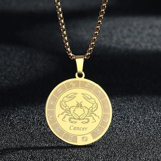 Bracelets QIMING Official Store Zodiac Stainless Steel Necklaces