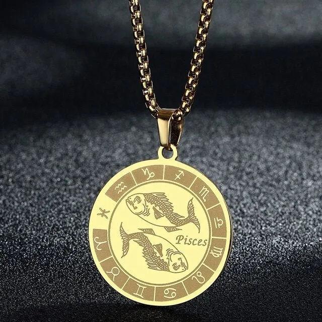 Bracelets QIMING Official Store Zodiac Stainless Steel Necklaces