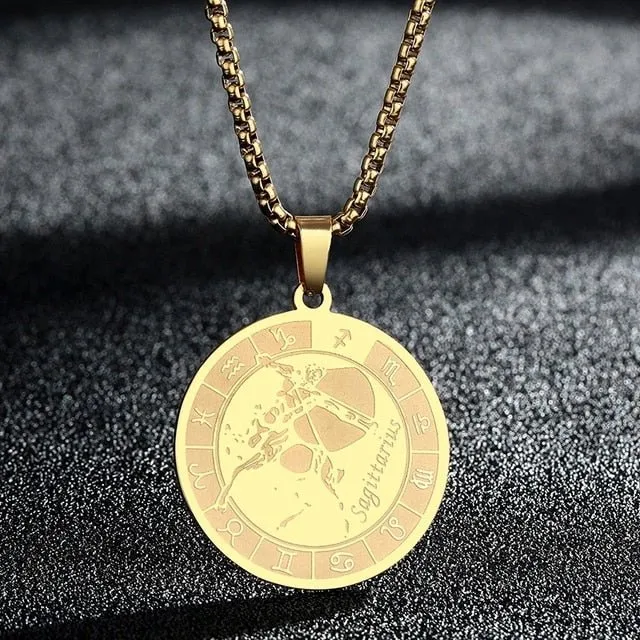 Bracelets QIMING Official Store Zodiac Stainless Steel Necklaces