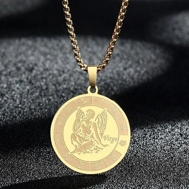 Bracelets QIMING Official Store Zodiac Stainless Steel Necklaces