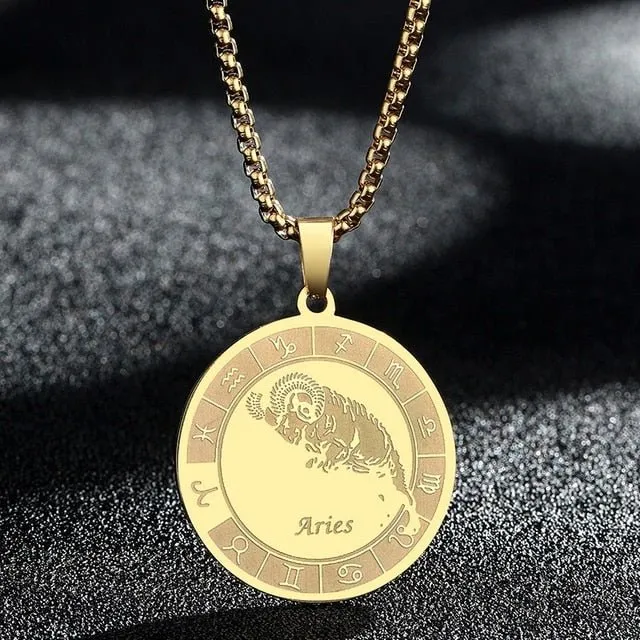 Bracelets QIMING Official Store Zodiac Stainless Steel Necklaces