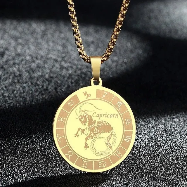 Bracelets QIMING Official Store Zodiac Stainless Steel Necklaces