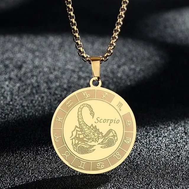Bracelets QIMING Official Store Zodiac Stainless Steel Necklaces