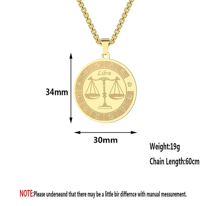 Bracelets QIMING Official Store Zodiac Stainless Steel Necklaces