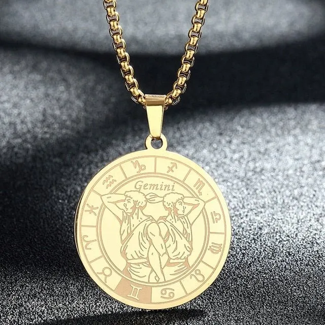 Bracelets QIMING Official Store Zodiac Stainless Steel Necklaces
