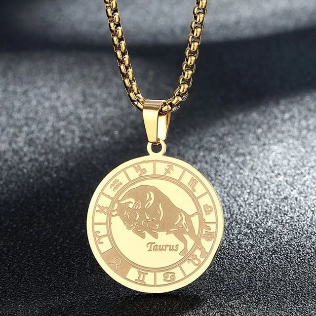 Bracelets QIMING Official Store Zodiac Stainless Steel Necklaces