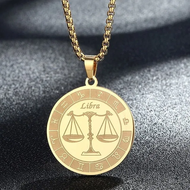 Bracelets QIMING Official Store Zodiac Stainless Steel Necklaces