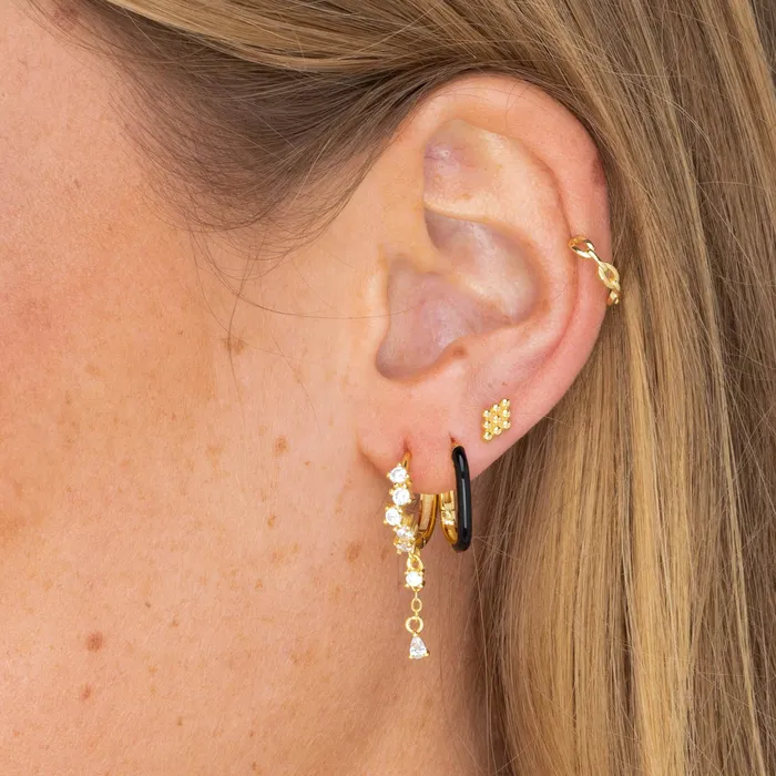 Camile Stone Earrings Black Lacquered Huggie Earrings