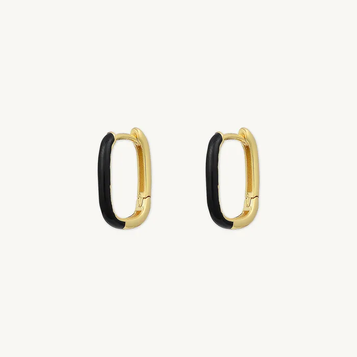 Camile Stone Earrings Black Lacquered Huggie Earrings