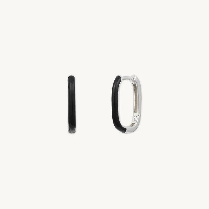 Camile Stone Earrings Black Lacquered Huggie Earrings