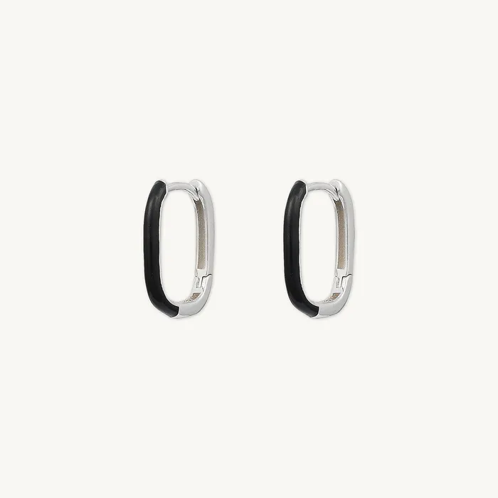 Camile Stone Earrings Black Lacquered Huggie Earrings
