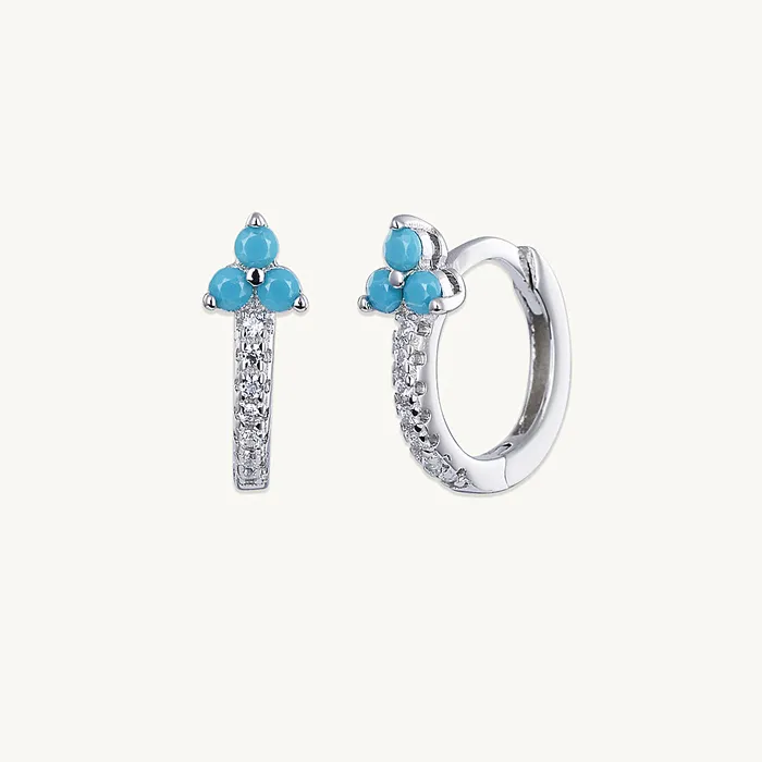 Camile Stone Earrings Turquoise Lotus Sapphire Hoop Earrings