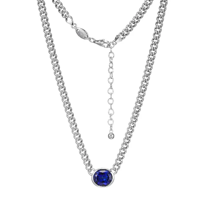 Charles Garnier Rings Sterling Silver Sapphire Curb Chain SI3299