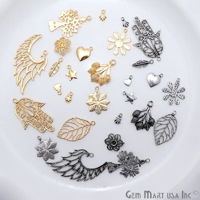 Charm Necklaces GemmartUSA Tulip Shape Oxidized 25x19mm Charm For Bracelets Pendants Charm Necklaces GemmartUSA Tulip Shape Oxidized 25x19mm Charm For Bracelets Pendants