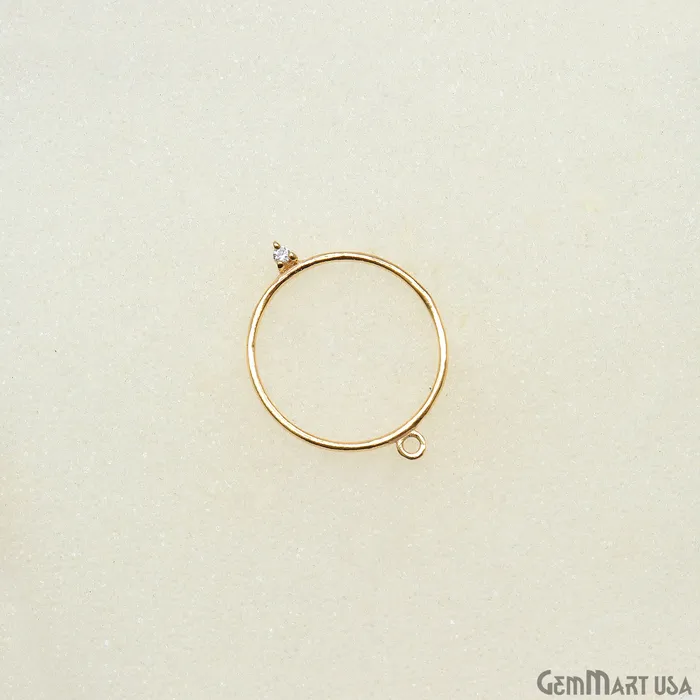 CZ Round Hoop Gold Plated 25X19mm Single Bail Finding GemMartUSA Earrings