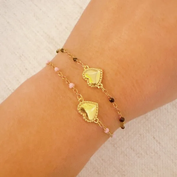 Dainty Color Dots Chain Heart Bracelet Ellison and Young Bracelets