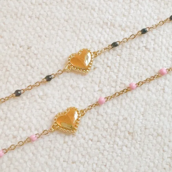 Dainty Color Dots Chain Heart Bracelet Ellison and Young Bracelets