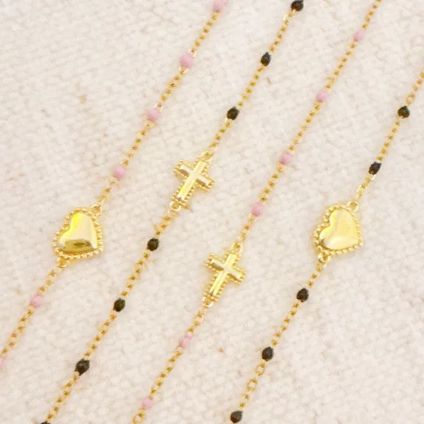 Dainty Color Dots Chain Heart Bracelet Ellison and Young Bracelets