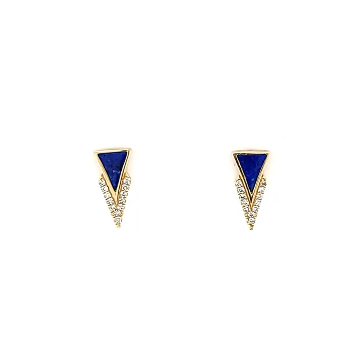 Earrings Doves 14k Yellow Gold Lapis Diamond Arrow Stud Earrings I7690