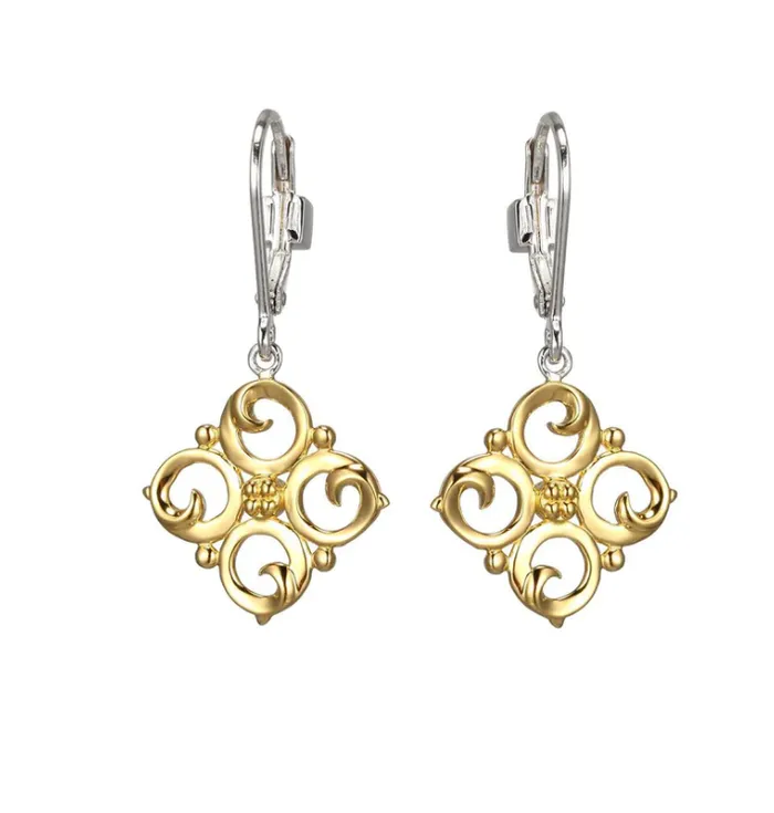 Earrings ELLE Gold Scroll Dangle Earrings SI2717 ELLE