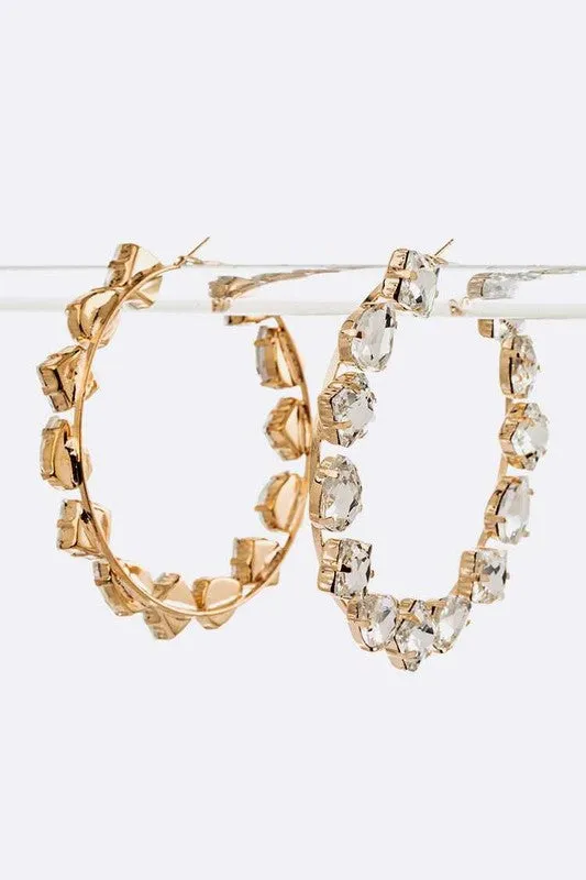 Earrings LA Jewelry Plaza Oversize Bejeweled Hoop Earrings