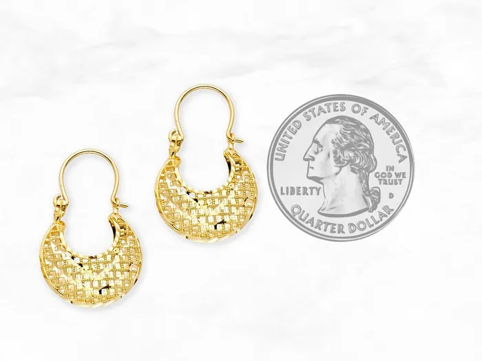 Earrings My Jewelry Plaza Basket Hoop Earrings in 14K Gold Earrings My Jewelry Plaza Basket Hoop Earrings in 14K Gold