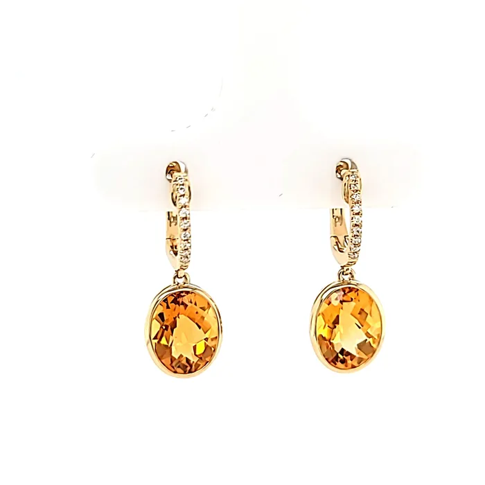Earrings PeJay 14k Yellow Gold Oval Citrine Dangle Earrings I8019