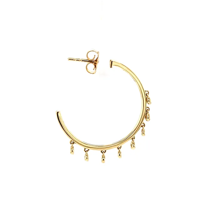 Earrings Yellow Gold Bezel Diamond Dangle Hoop Earrings I6594 KC Designs