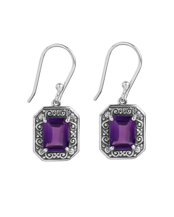 Earrings YoTreasure African Amethyst Solid 925 Sterling Silver Dangle Earrings Earrings YoTreasure African Amethyst Solid 925 Sterling Silver Dangle Earrings