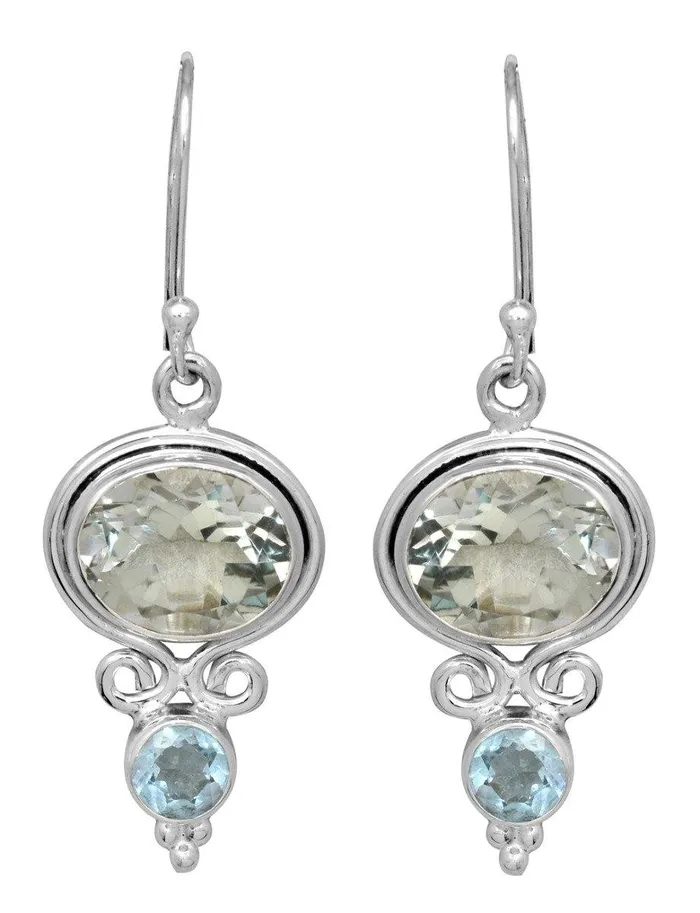 Earrings YoTreasure Green Amethyst Blue Topaz 925 Solid Sterling Silver Earrings Earrings YoTreasure Green Amethyst Blue Topaz 925 Solid Sterling Silver Earrings