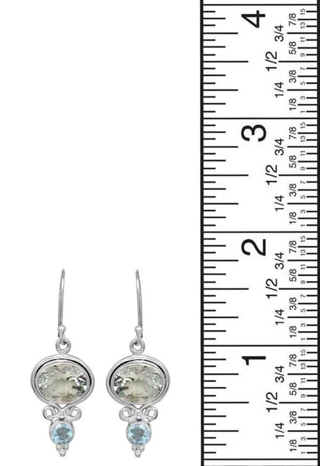 Earrings YoTreasure Green Amethyst Blue Topaz 925 Solid Sterling Silver Earrings