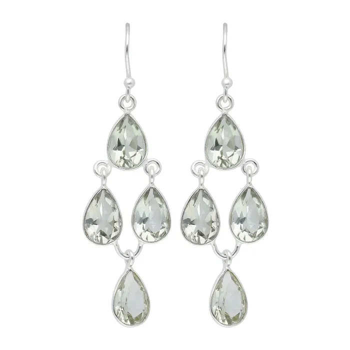 Earrings YoTreasure Green Amethyst Solid 925 Sterling Silver Chandelier Earrings Gemstone Jewelry Earrings YoTreasure Green Amethyst Solid 925 Sterling Silver Chandelier Earrings Gemstone Jewelry