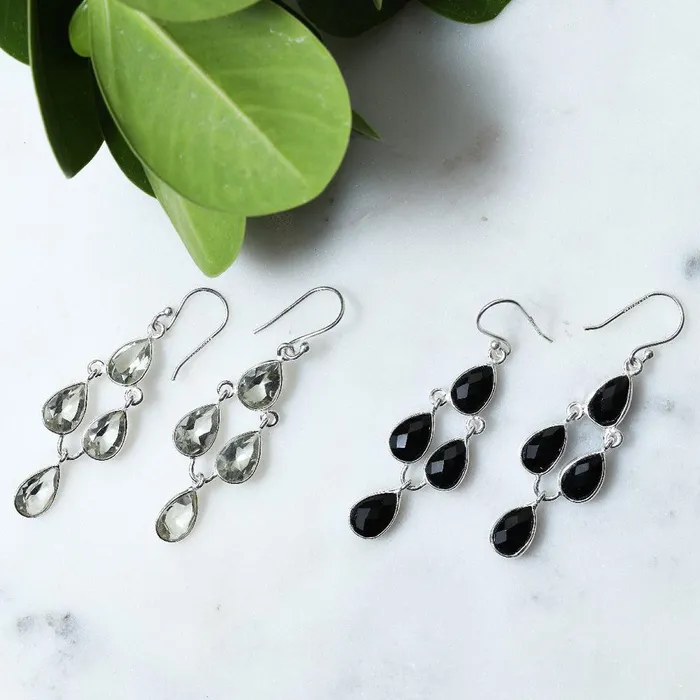 Earrings YoTreasure Green Amethyst Solid 925 Sterling Silver Chandelier Earrings Gemstone Jewelry