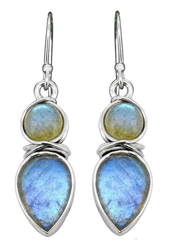 Earrings YoTreasure Labradorite Earrings Solid 925 Sterling Silver Women Dangle Jewelry