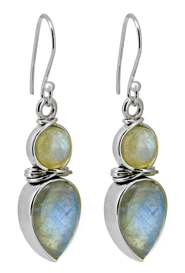 Earrings YoTreasure Labradorite Earrings Solid 925 Sterling Silver Women Dangle Jewelry