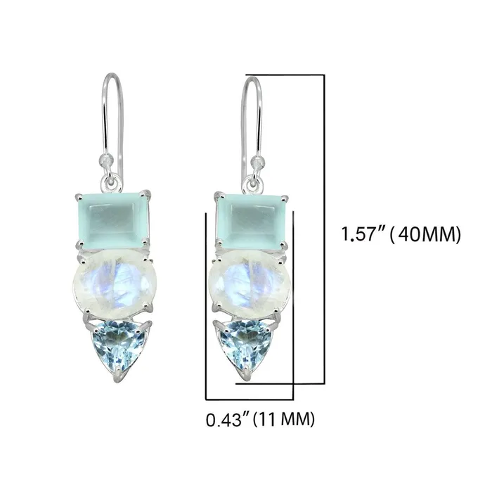 Earrings YoTreasure Moonstone Chalcedony Solid 925 Sterling Silver Dangle Earrings Jewelry