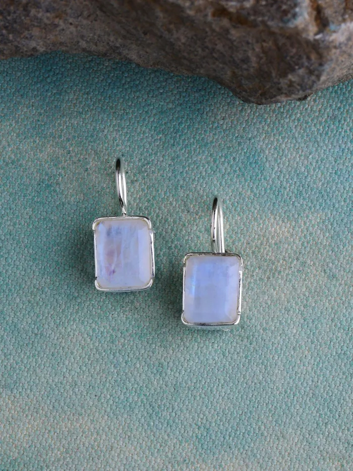 Earrings YoTreasure Moonstone Solid 925 Sterling Silver Fixed Wire Earrings Earrings YoTreasure Moonstone Solid 925 Sterling Silver Fixed Wire Earrings