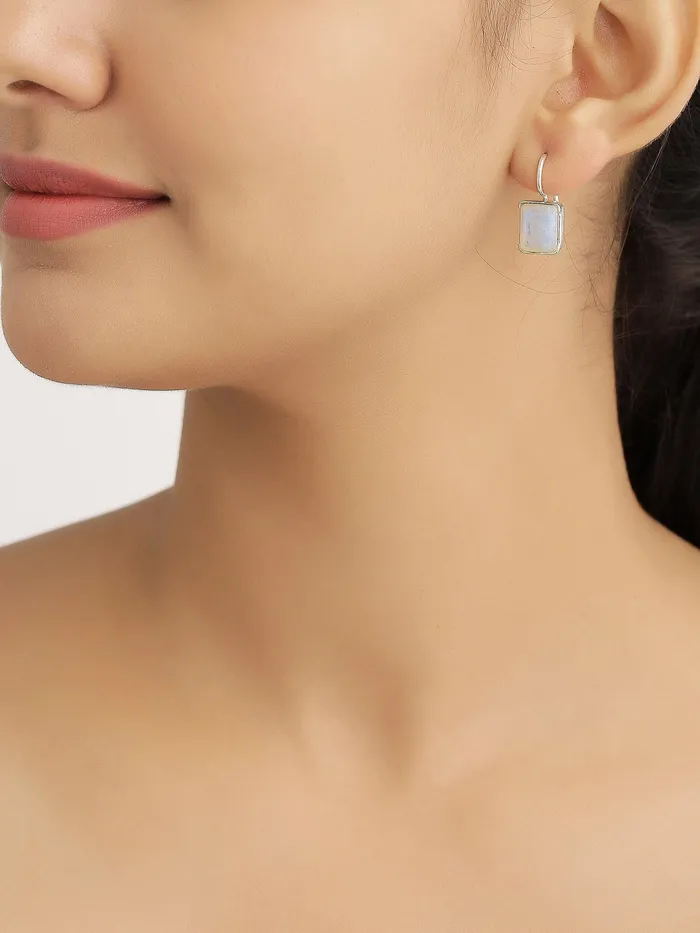 Earrings YoTreasure Moonstone Solid 925 Sterling Silver Fixed Wire Earrings