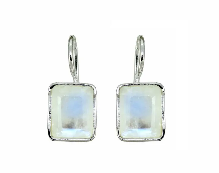 Earrings YoTreasure Moonstone Solid 925 Sterling Silver Fixed Wire Earrings